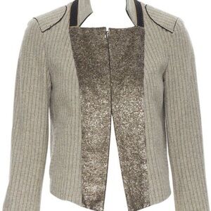 CHLOE vintage wool  herringbone sequins collar cropped military jacket Fr34